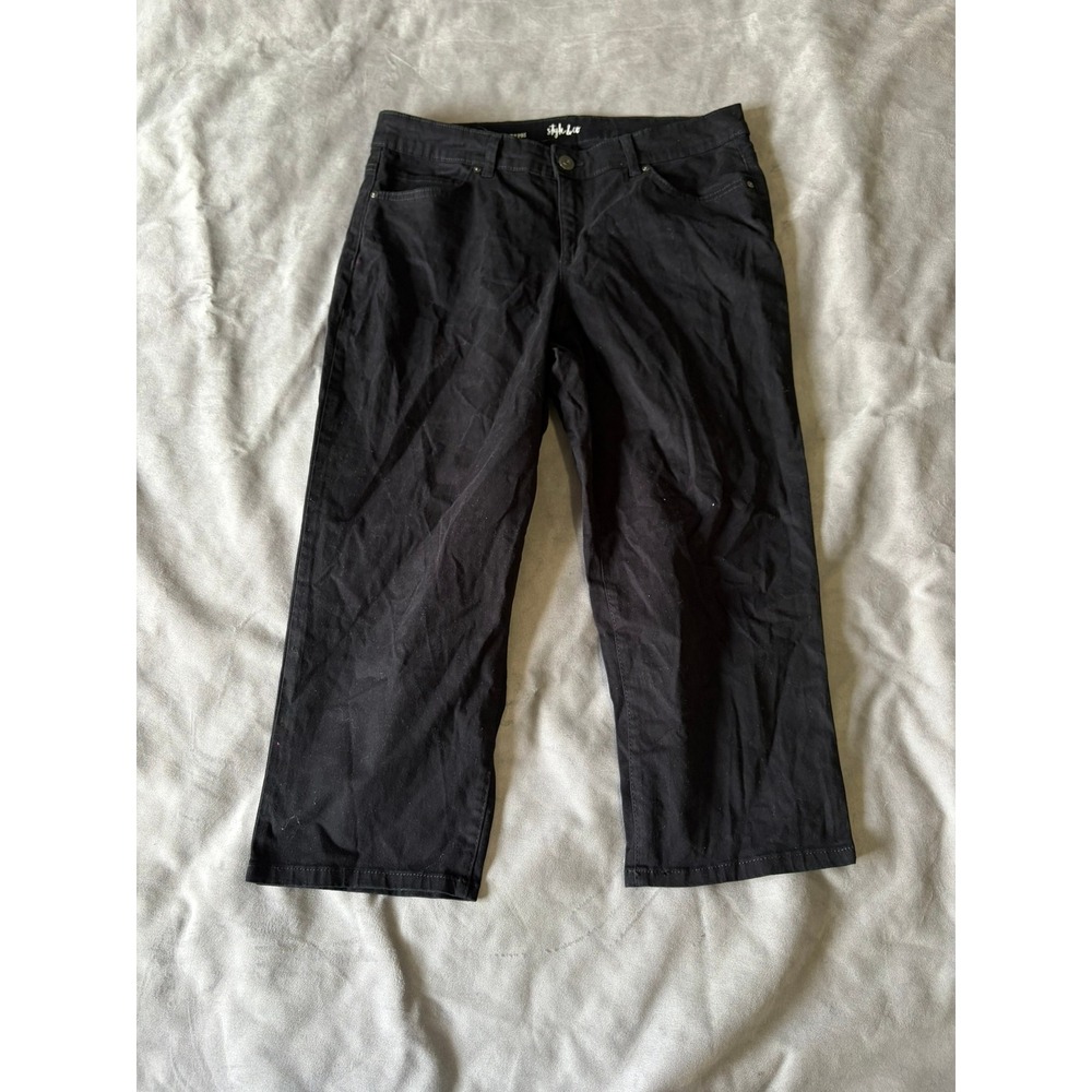 Style & Co Curvy Capri Pants Womens Size 12 Black Cropped Stretch Trousers